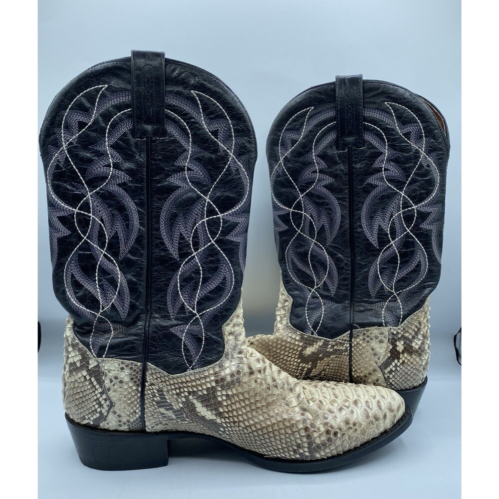 Dan Post Manning Boots Mens 12 D White Python Leather Western Round Toe Cowboy